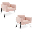 Poltrona Pé De Ferro Preto Para Sala Kit 2 Marisa Veludo D03