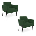 Poltrona Pé De Ferro Preto Para Sala Kit 2 Marisa Veludo D03