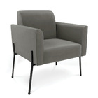 Poltrona Pé De Ferro Preto Para Sala Marisa Suede - Grafite