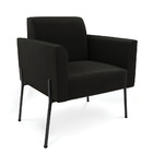 Poltrona Pé De Ferro Preto Para Sala Marisa Suede - Preto