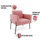 Poltrona Pé De Ferro Preto Para Sala Marisa Suede - Rose