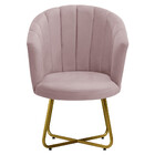 Poltrona Pérola  Base De Metal Dourada Veludo - Star Confort