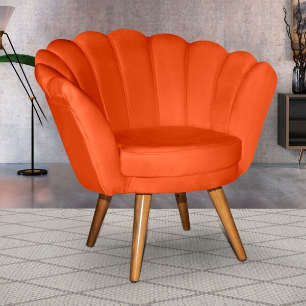 Poltrona Perola Decorativa Macia Retro Laranja