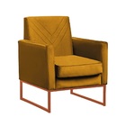 Poltrona Pérola Suede Mostarda Base Bronze Bnn Decor