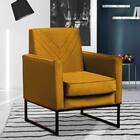 Poltrona Pérola Suede Mostarda Base Preto Bnn Decor