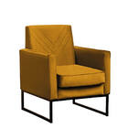 Poltrona Pérola Suede Mostarda Base Preto Bnn Decor