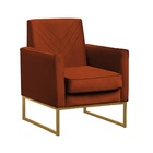 Poltrona Pérola Suede Telha Base Dourada Bnn Decor