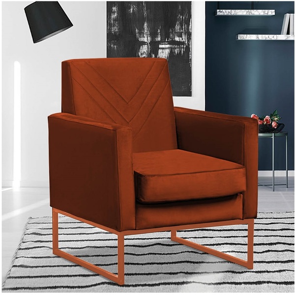 Poltrona Pérola Telha Base Bronze Bnn Decor