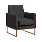 Poltrona Pérola Veludo Cinza Base Bronze Bnn Decor