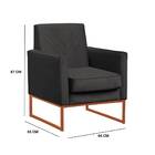 Poltrona Pérola Veludo Cinza Base Bronze Bnn Decor