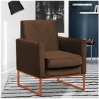 Poltrona Pérola Veludo Marrom Base Bronze Bnn Decor