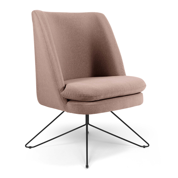 Poltrona Pérsia Linho Rosê C-105 Base Giratória Orby - D'rossi