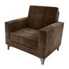 Poltrona Pés De Alumínio Thainá Veludo Marrom