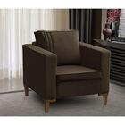 Poltrona Pés De Madeira Decorativa Riviera Veludo Castor