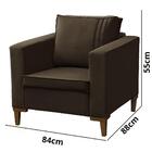 Poltrona Pés De Madeira Decorativa Riviera Veludo Castor