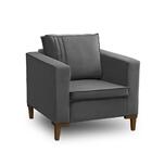 Poltrona Pés De Madeira Decorativa Riviera Veludo Cinza