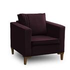 Poltrona Pés De Madeira Decorativa Riviera Veludo Roxo