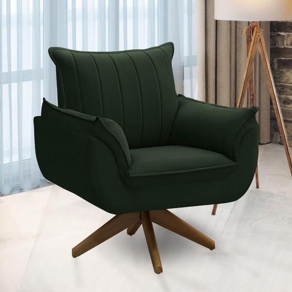 Poltrona Pés De Madeira Maciça Veludo Ferguile Belga