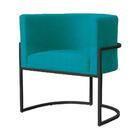 Poltrona Pés De Metal Reforçada Sala Straso Azul Turquesa
