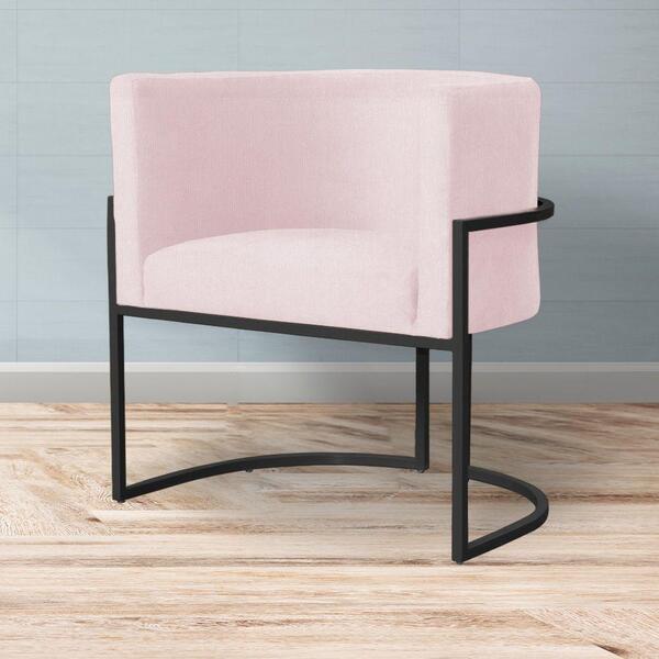 Poltrona Pés De Metal Reforçada Sala Straso Rosa Bebe