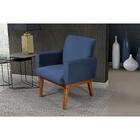 Poltrona Pés Madeira Maciça Veludo Luxe Olm Berlim - Azul