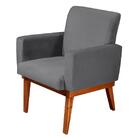 Poltrona Pés Madeira Maciça Veludo Luxe Olm Berlim - Grafite