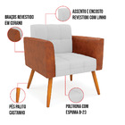 Poltrona Pés Palito Castanho Elisa Nozes/linho Cinza A05 D03