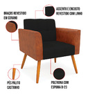 Poltrona Pés Palito Castanho Elisa Nozes/linho Preto A79 D03