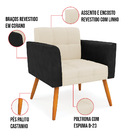 Poltrona Pés Palito Castanho Elisa Preto/linho Bege A19 D03 -