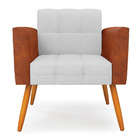 Poltrona Pés Palito Castanho Kit 2 Elisa Nozes/linho Cinza A0