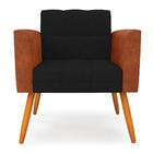 Poltrona Pés Palito Castanho Kit 2 Elisa Nozes/linho Preto A7