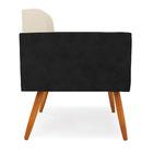 Poltrona Pés Palito Castanho Kit 2 Elisa Preto/linho Bege A19