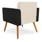 Poltrona Pés Palito Castanho Kit 2 Elisa Preto/linho Bege A19