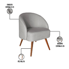 Poltrona Pés Palito Castanho Mali Suede Cinza K01 - D'rossi