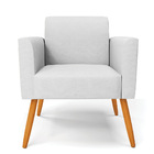 Poltrona Pés Palito Castanho Marisa Linho Cinza A05