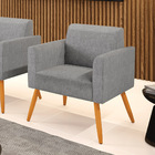 Poltrona Pés Palito Castanho Marisa Linho Grafite A26