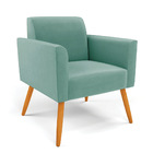 Poltrona Pés Palito Castanho Marisa Suede Azul Turquesa D03 -