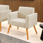 Poltrona Pés Palito Castanho Marisa Suede - Bege