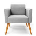 Poltrona Pés Palito Castanho Marisa Suede Cinza