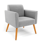 Poltrona Pés Palito Castanho Marisa Suede Cinza