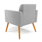 Poltrona Pés Palito Castanho Marisa Suede Cinza