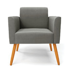 Poltrona Pés Palito Castanho Marisa Suede - Grafite