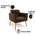 Poltrona Pés Palito Castanho Marisa Suede Marrom