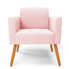 Poltrona Pés Palito Castanho Marisa Suede - Rosa Bebê