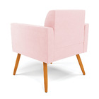 Poltrona Pés Palito Castanho Marisa Suede - Rosa Bebê