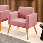 Poltrona Pés Palito Castanho Marisa Suede Rosê