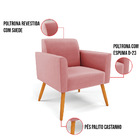 Poltrona Pés Palito Castanho Marisa Suede Rosê