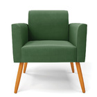 Poltrona Pés Palito Castanho Marisa Suede - Verde