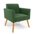 Poltrona Pés Palito Castanho Marisa Suede - Verde