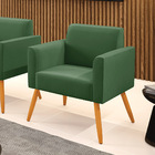 Poltrona Pés Palito Castanho Marisa Suede - Verde